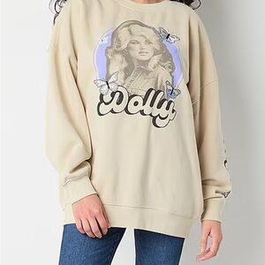 Dolly Parton Size Small Graphic Oversized Sweatshirt - Cream New With Tags